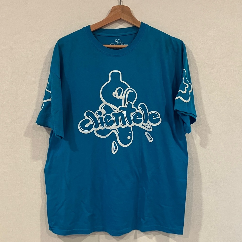 Clientele NYC graffiti vintage Blue Graphic Tee with White Logo